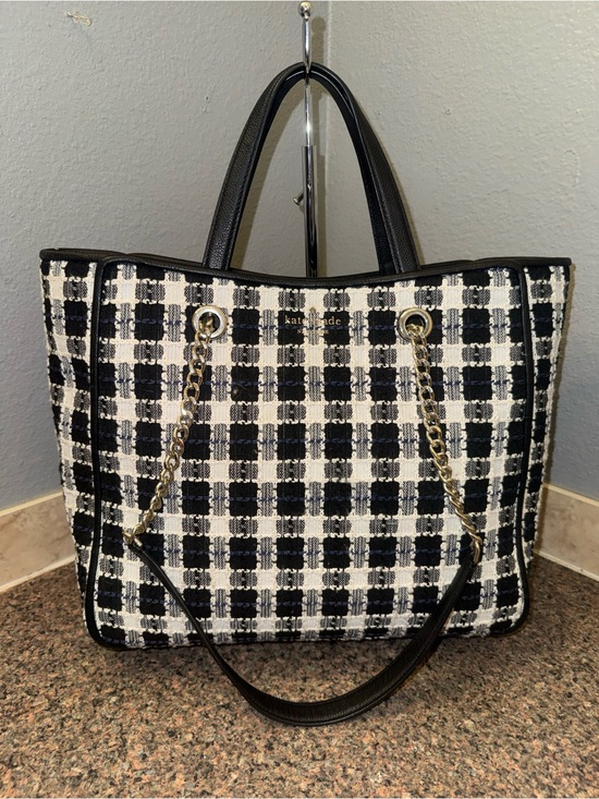 kate spade Handbags - kate spade Black and White Plaid Chain-Handle Tote